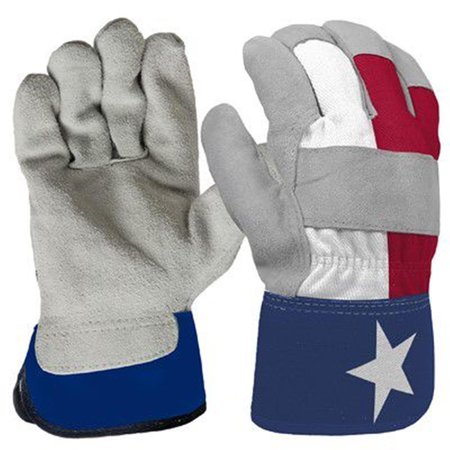 GRACE VICTORIA Texas Flag Pattern Cowhide Leather Palm Glove for Mens, Large GR2009244